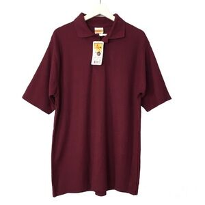 NWT Sai Burgundy Cotton Short Sleeves Casual Top Polo Shirt L